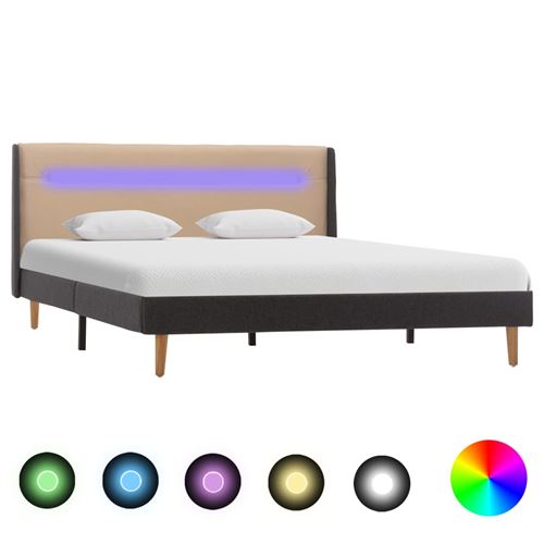 vidaXL Cadre de lit avec LED Crème Tissu 140 x 200 cm