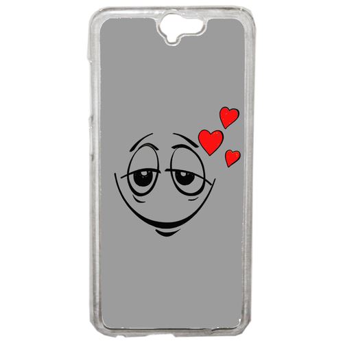 Coque Smiley Amoureux Fond Gris Compatible Htc One A9 Transparent