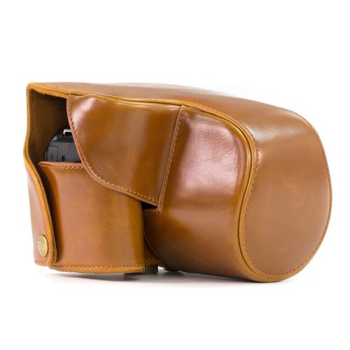 MegaGear Etui souple en cuir pour, Housse pour Panasonic DMC-FZ200 (Brun Clair)