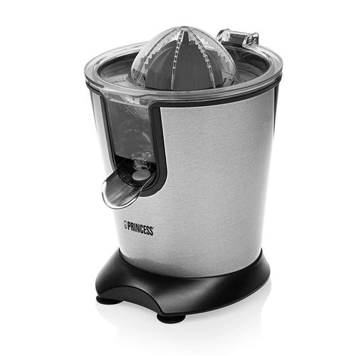Princess 201850 01.201850.01.001 Presse-Agrumes Easy-Couvercle pressoir-Habillage en Acier Inoxydable, Argenté