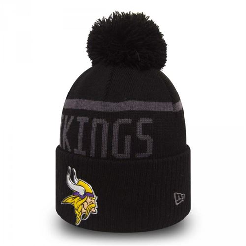 Bonnet NFL avec Pompom Minnesota Vikings New Era BLACK COLLECTION Noir