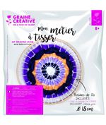 Coffret mon Métier à tisser Ø 18 cm + Fil blanc + 4 bobines colorées - Graine Créative