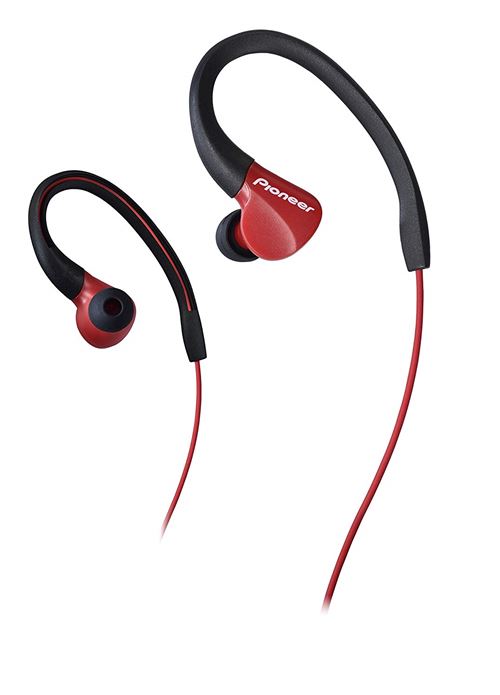 Pioneer SE-E3 - In-ear hoofdtelefoons - inwendig - bevestiging over het oor - met bekabeling - 3,5 mm-stekker - rood