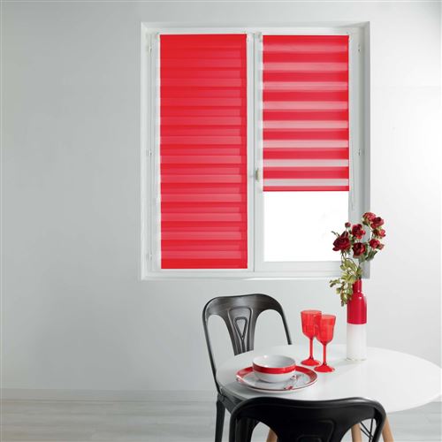 Store enrouleur jour et nuit 45 x 180 cm polyester daynight Rouge