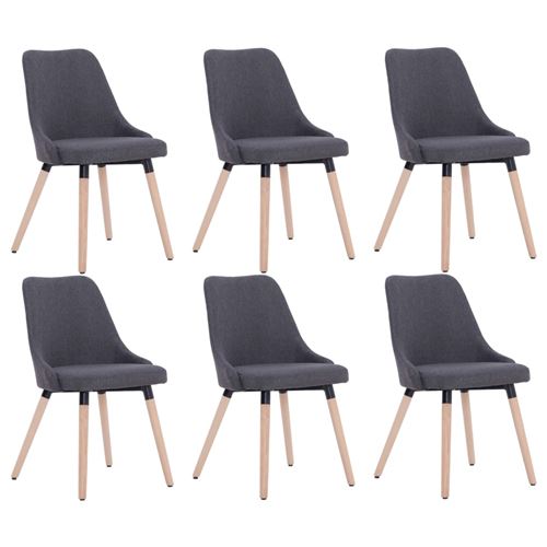 vidaXL Chaises de salle à manger 6 pcs Gris foncé Tissu