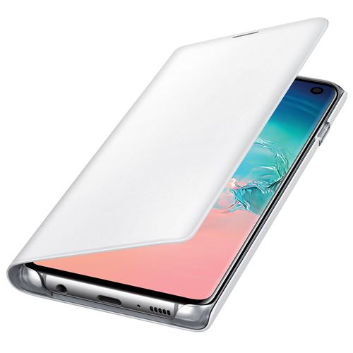 Housse pour Galaxy S10 Étui Portefeuille LED Porte-carte View Cover Original Samsung Blanc