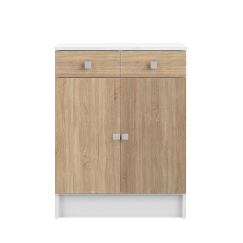 Meuble bas COMBI : Temahome Blanc et chêne naturel