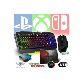 Pack RGB Clavier, souris, casque, tapis pour gamer console