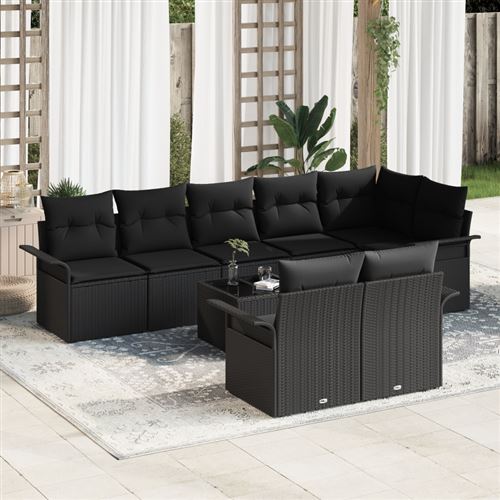 Non Communiqué Beige Ensemble De Canapé De Jardin 9 Pièces Avec Coussins En Poly Rotin
