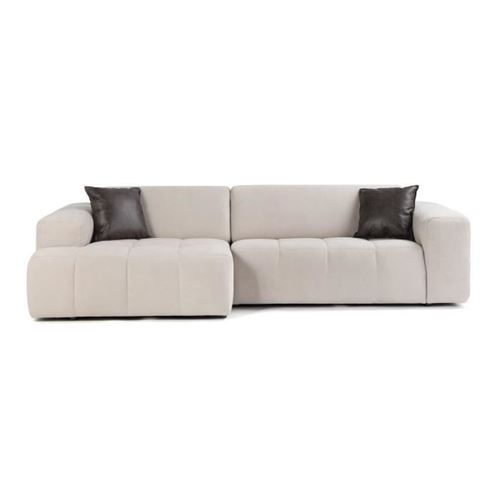 Canape dangle droit 5 places - Tissu Gris - L 286 x P 129 x H 76 cm - FORZA