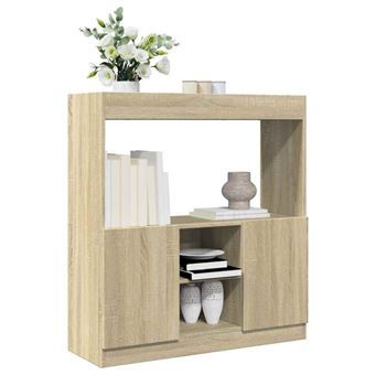 Buffet haut chêne sonoma 92x33x100 cm bois d ingénierie - 1