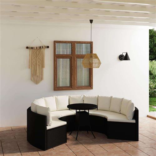 Non Communiqué Noir Salon De Jardin Vidaxl Polyethylene 7 Personnes 7 Pieces