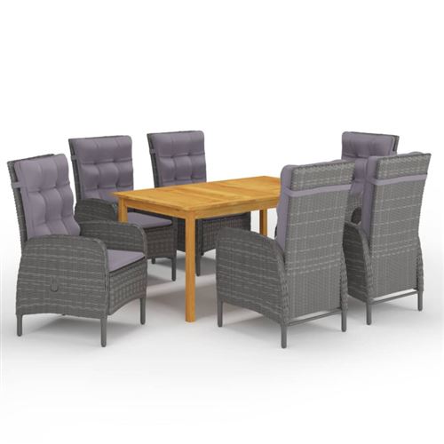 Vidaxl Gris Ensemble De Salle À Manger 7 Pcs - Image 2