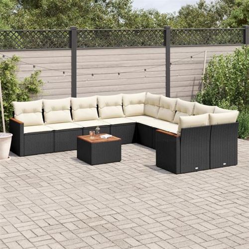 Non Communiqué Noir Salon De Jardin Modulable Vidaxl Resine Tressee 11 Pieces 62.0 X 62 X 69 10 Personnes