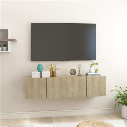 VIDAXL - Meuble TV suspendu - Chêne - 60x30x30 cm - Lot de 2 - Image 3