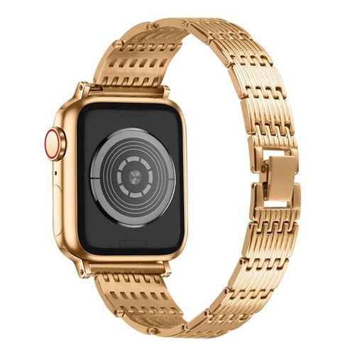 Bracelet pour Apple Watch 42/44/45mm en acier inoxydable Strass Dor&eacute;e