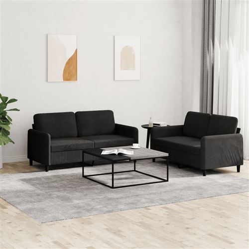 Non Communiqué Noir Vidaxl Ensemble De Canapés 2 Pcs Velours