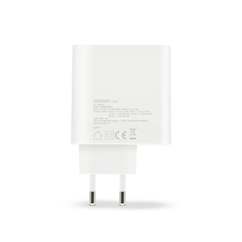 Chargeur secteur 1 USB-C 60W Power Delivery - blanc
