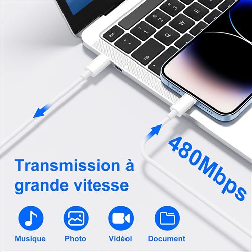Chargeur Rapide Apple IPhone Type-C 20W - Blanc 1 M