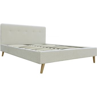 Lit habitat et jardin 167 x 217 x 33 cm en tissu cadre a lattes pour 2 personnes de couleur beige - 1