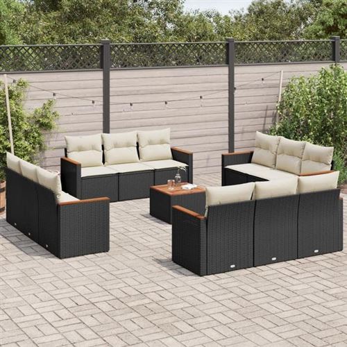 Vidaxl Noir Salon De Jardin Avec Coussins 13 Pcs - Résine Tressée - Image 2