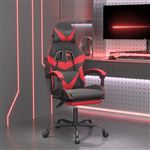 vidaXL Chaise de jeu avec repose-pied Noir et rouge Similicuir