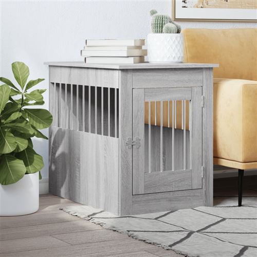 Comparer les prix de vidaXL Meuble de cage pour chiens sonoma gris 55x80x68 cm