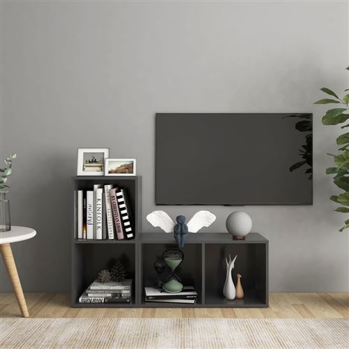 vidaXL Meubles TV 2 pcs Gris 72x35x36,5 cm Aggloméré