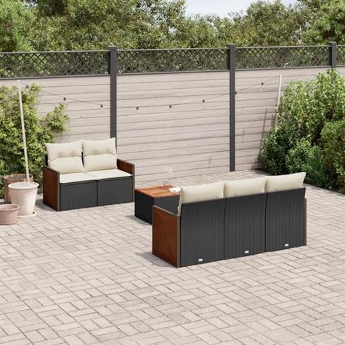 Non Communiqué Noir Vidaxl Salon De Jardin Avec Coussins 6 Pcs, Canapés De Terrasse, Ensemble De Meubles De Patio, Mobilier D'extérieur, 3259865