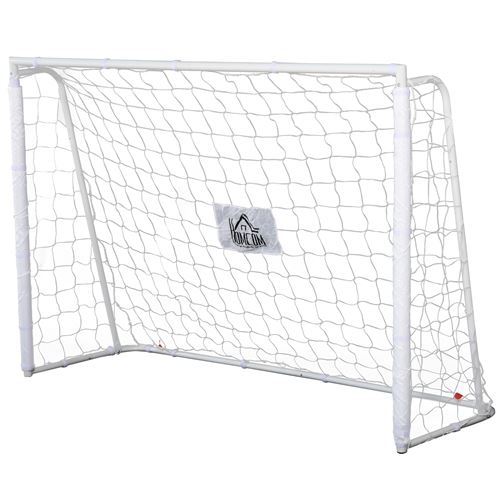 But de football ch&acirc;ssis m&eacute;tal filet PE - piquets & outil inclus - blanc