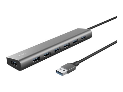 Trust Halyx - Concentrateur (hub) - 7 x USB 3.2 Gen 1 + 1 x USB-C (passage de puissance) - de bureau