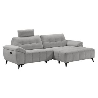 Canapé Relax Méridienne droite Têtières Réglables Tissu Bubble Gris foncé - VILLALBA - ALTOBUY - 1