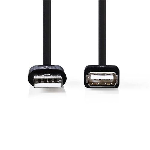 Nedis - Rallonge de câble USB - USB (M) pour USB (F) - USB 2.0 - 2 m - noir