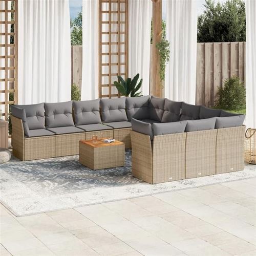 Non Communiqué Or Salon De Jardin Modulable Vidaxl Resine Tressee Beige 11 Personnes 62 X 62 X 69 Cm 12 Pieces