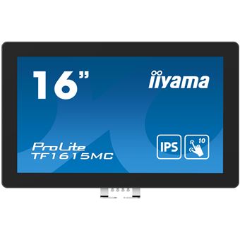 iiyama ProLite TF1615MC-B1 - Écran LED - 15.6" - cadre ouvert - écran tactile - 1920 x 1080 Full HD (1080p) - IPS - 450 cd/m² - 1000:1 - 25 ms - HDMI, VGA, DisplayPort - noir