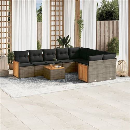 Non Communiqué Gris Salon De Jardin Modulable Vidaxl Rotin 10 Pieces X 59 X 69 9 Personnes