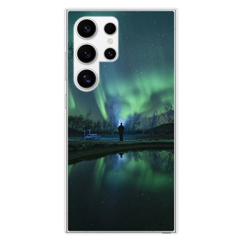 Coque en silicone imprimée compatible Samsung Galaxy S24 Ultra Aurores Boréales
