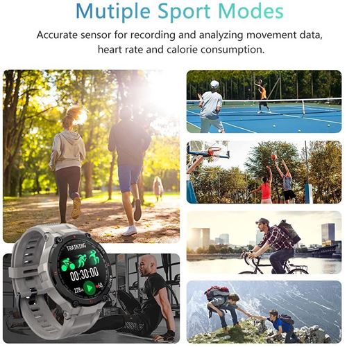 Montre Connect e Chronus K22 Fitness Tracker IP67 tanche Gris