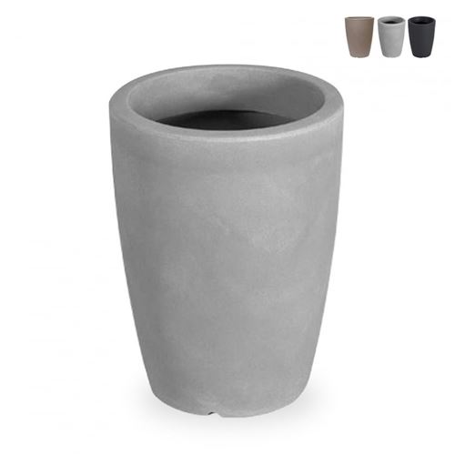 Vase Rond Haut Ø 36x50cm Jardinière Design Salon Jardin Terrasse Hydra, Couleur: Gris