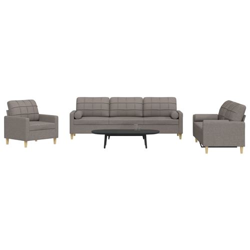 Non Communiqué Taupe Vidaxl Ensemble De Canapés 3 Pcs Avec Coussins Décoratifs Tissu3278310