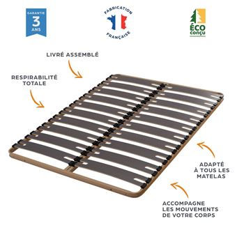 Sommier à lattes 90x190 C310 - 10 lattes bois - Fabrication française