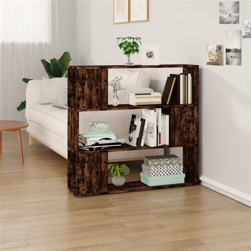 vidaXL Bibliothèque/Séparateur de pièce Chêne fumé 100x24x94 cm