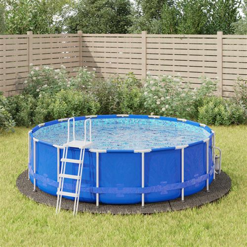 vidaXL Bâche de piscine gris clair Ø396 cm géotextile polyester