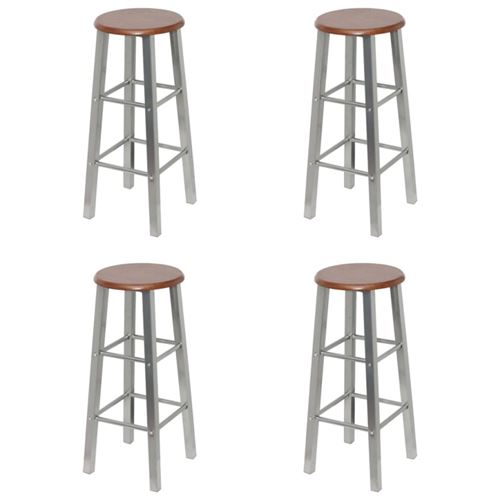 vidaXL Tabourets de bar 4 pcs Argenté et marron MDF