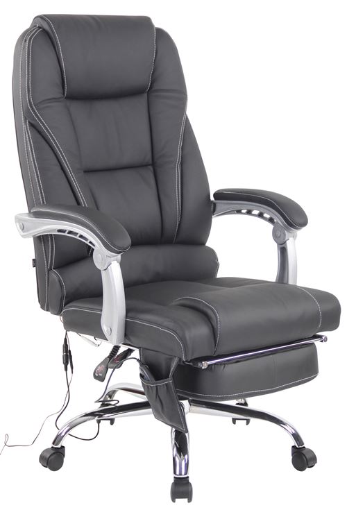 CLP Fauteuil de bureau Pacific en véritable Cuir avec Fonction massage , Noir