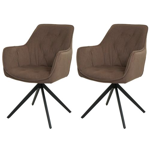 Mendler - Chaise de salle à manger - Métal - Marron - H. 87 cm - Lot de 2 - Image 3