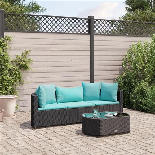 Vidaxl Noir Salon De Jardin Modulable Resine Tressee 2 Personnes 63 X 63 X 57 Cm 4 Pieces - Image 2