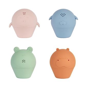 Lot de 4 Aspergeurs de bain - Jouets de Bain en Silicone Souple - S'ouvrent pour etre lavés - 1