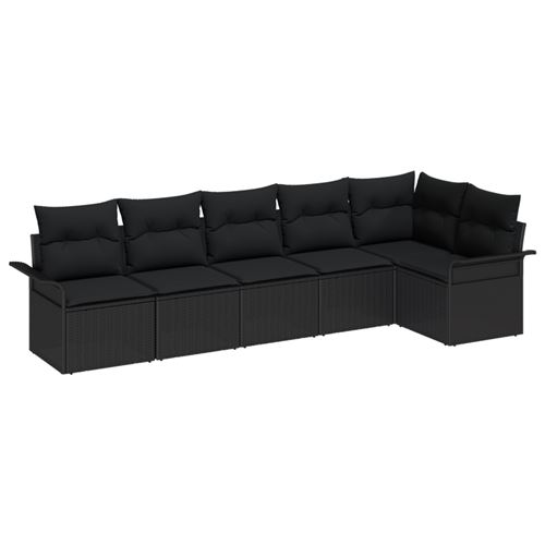 Non Communiqué Noir Ensemble De Canapé De Jardin 6 Pièces Avec Coussins En Poly Rattan