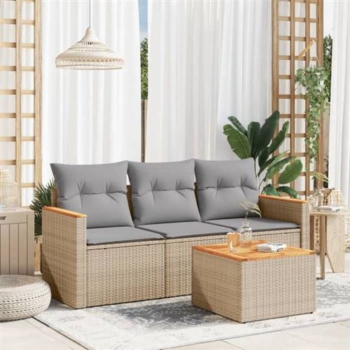 Vidaxl Beige Salon De Jardin 4 Pcs - Image 2